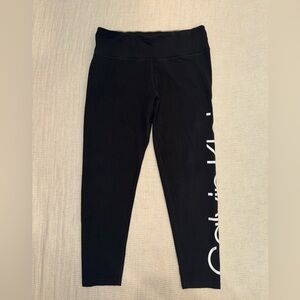 Calvin Klein Black Leggings with White Side Logo